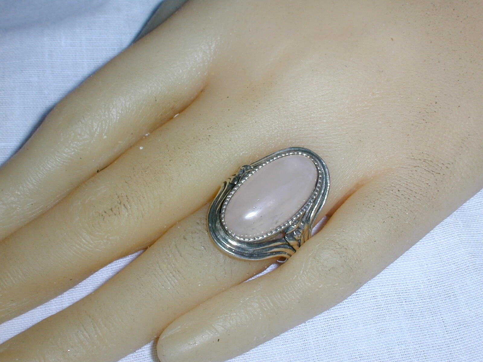 STUNNING~ OR PAZ- PZ ISRAEL BOLD STERLING ROSE QUARTZ RING- SZ 7!