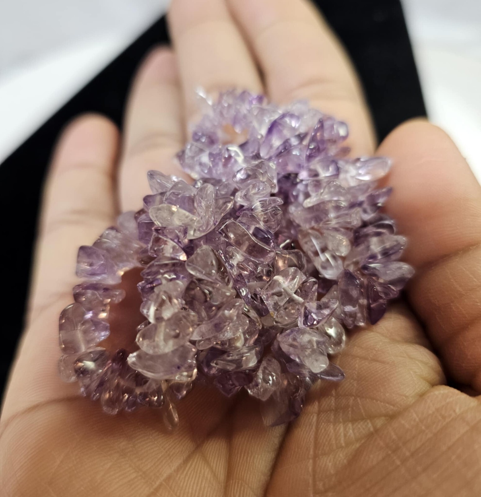 vtg Choker Necklace Amethyst Nugget 16.5in- S88