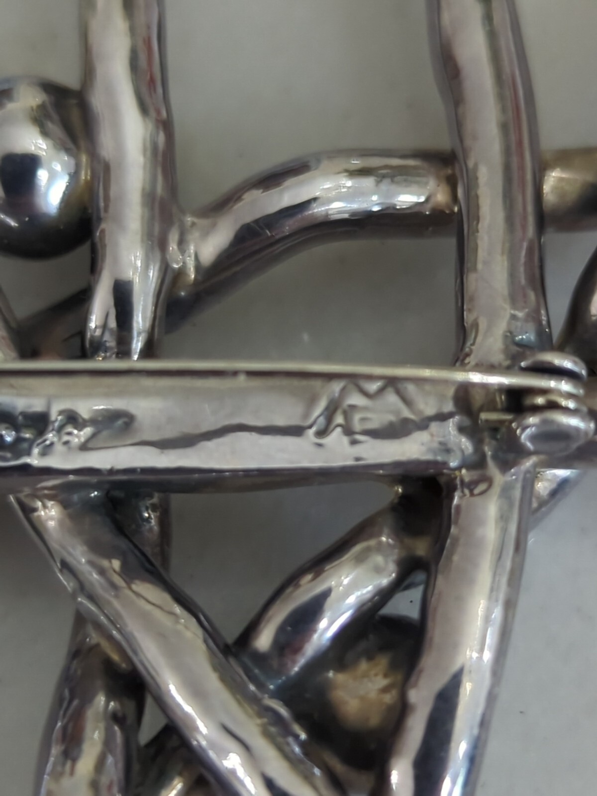 Large Modernist Brooch Sterling Silver Unknown Artist Stick-Like Design Vtg