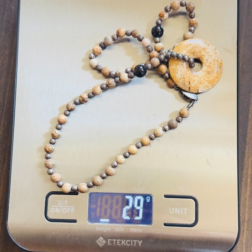 VTG Collar Jasper Necklace Signed Nicole Smooth Round Beaded natural genuine