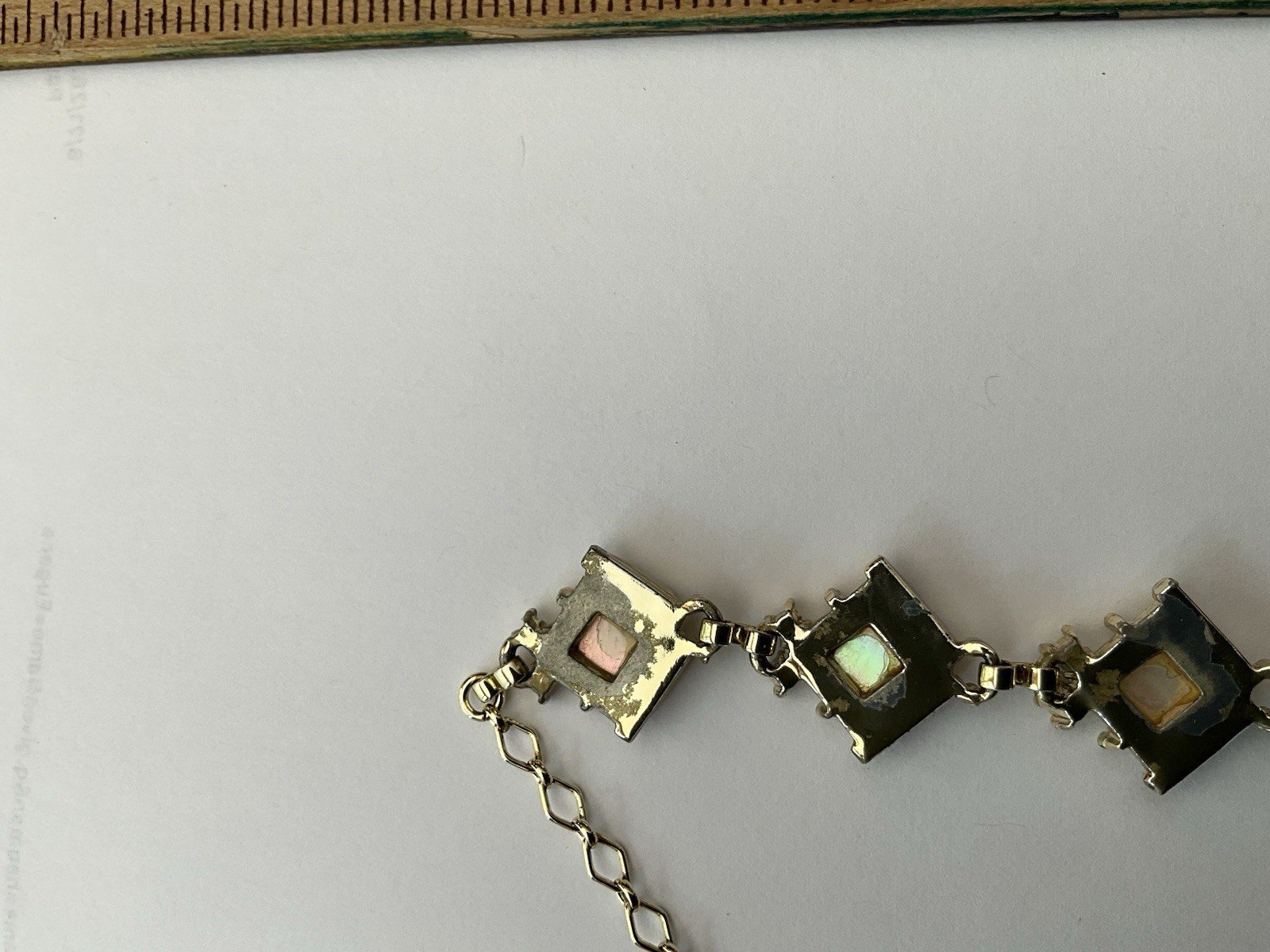 Gold Tone Square Link Cable Chain Necklace Adjustable Hook Closure