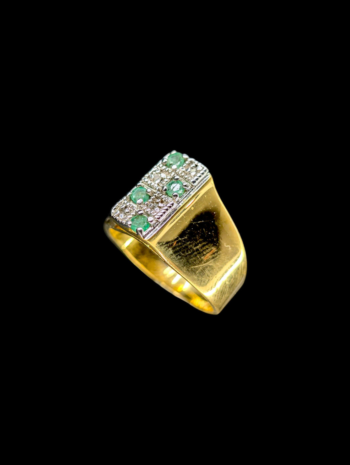 1900s Antique Inspired Earth Mined Genuine Emerald and Diamond Double Row 14k Go