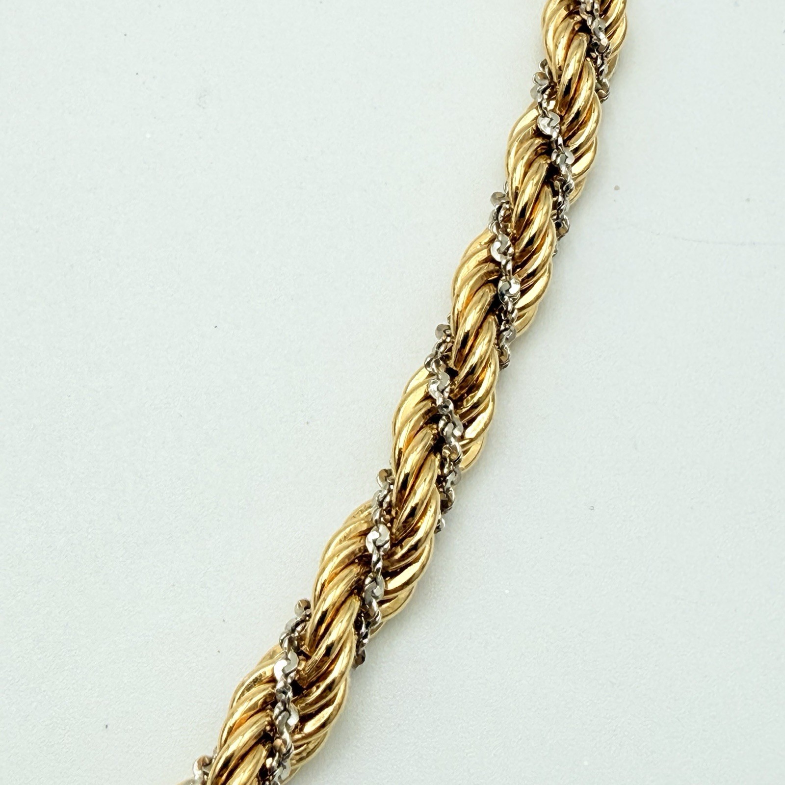 Vintage Monet Necklace Gold Tone Rope With Entwined Silver Tone Chain 23”