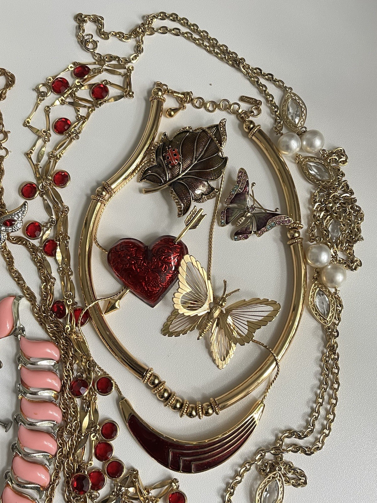 Vintage Jewelry Lot Monet Coro LC Avon Coventry Enamel Rhinestone Heart 1960-80’