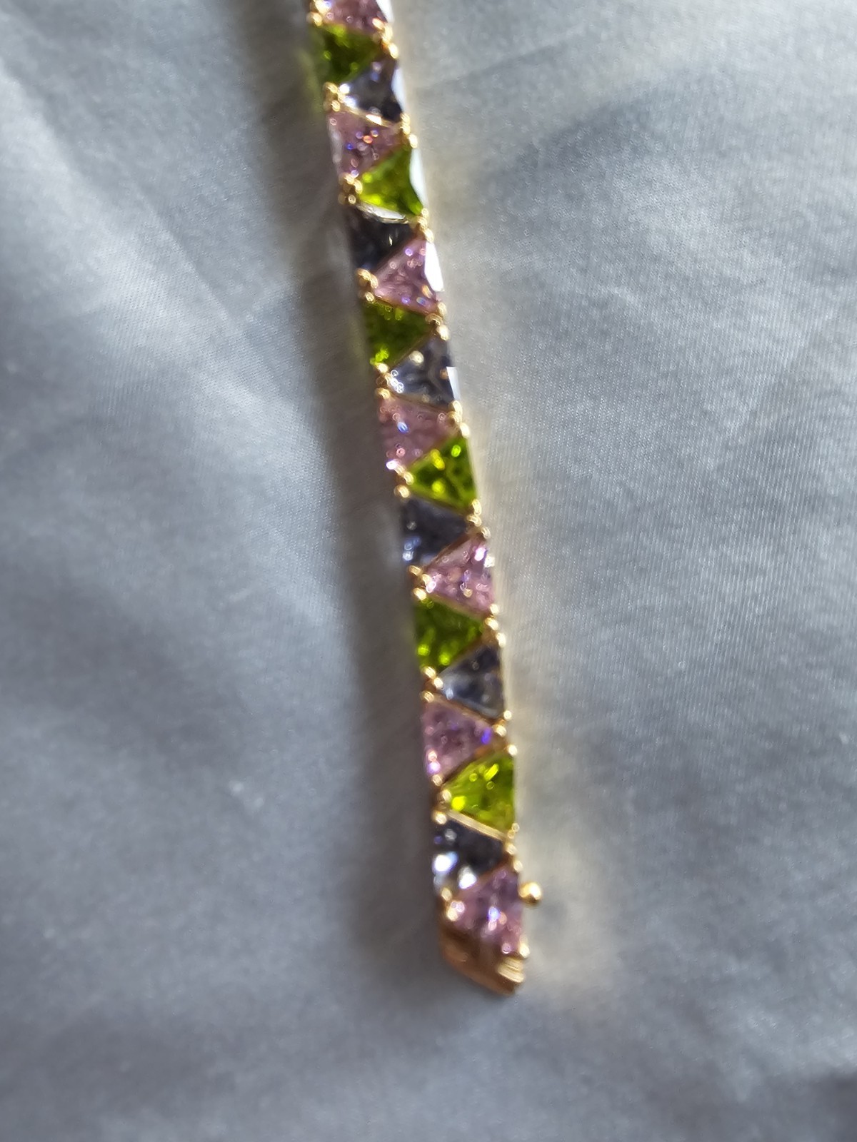 SUZANNE SOMERS 925 STERLING SILVER VERMEIL MULTICOLORED TRILLION CUT BRACELET