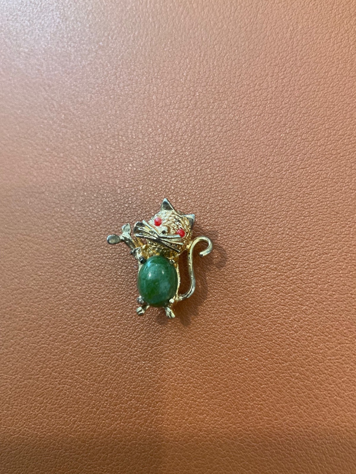 Vintage AC Sterling Silver Gold Wash Jelly Belly Kitty Cat Pin / Brooch