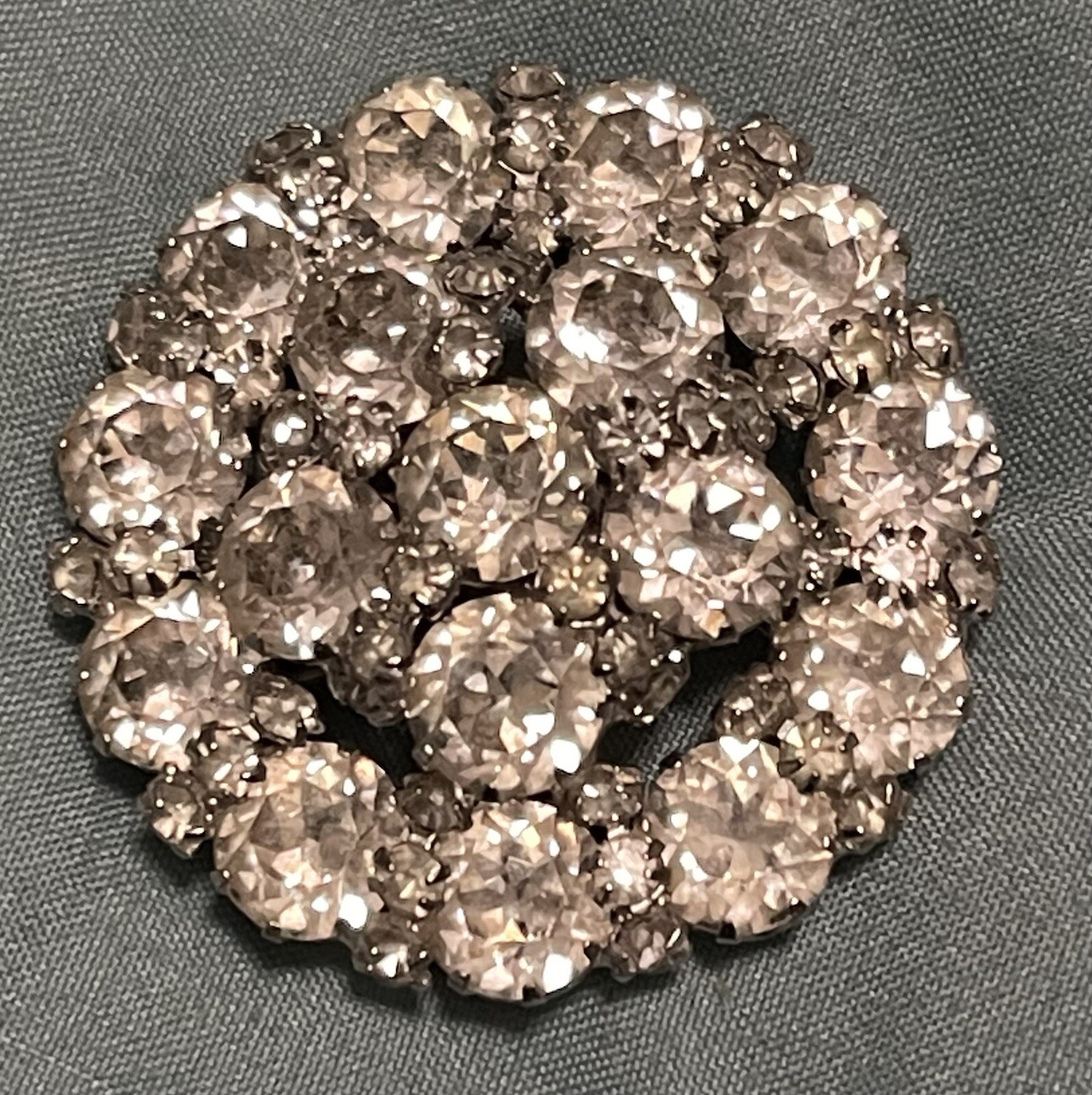 Vintage Joseph Wiesner Silver Tone Chrystal Clear Rhinestone Brooch