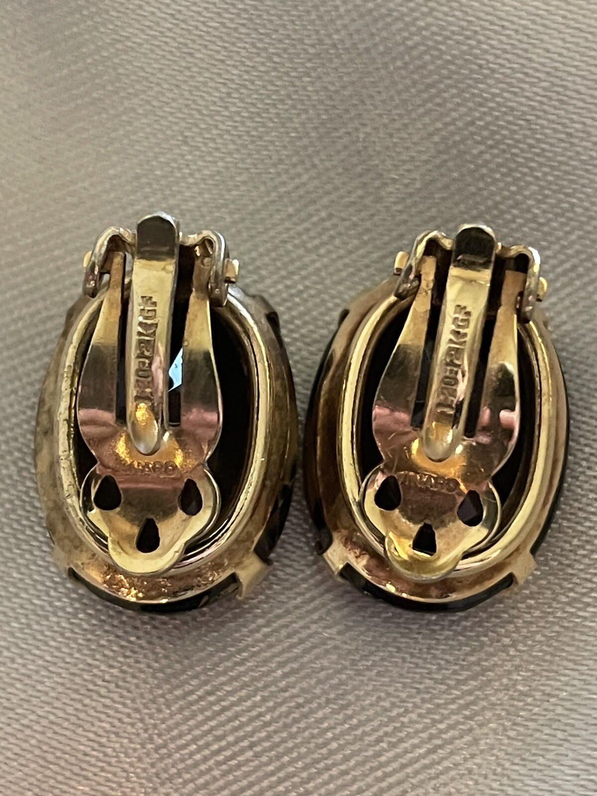 Vintage Estate Winard Signed 12k GF Smokey Quartz Clip Earrings