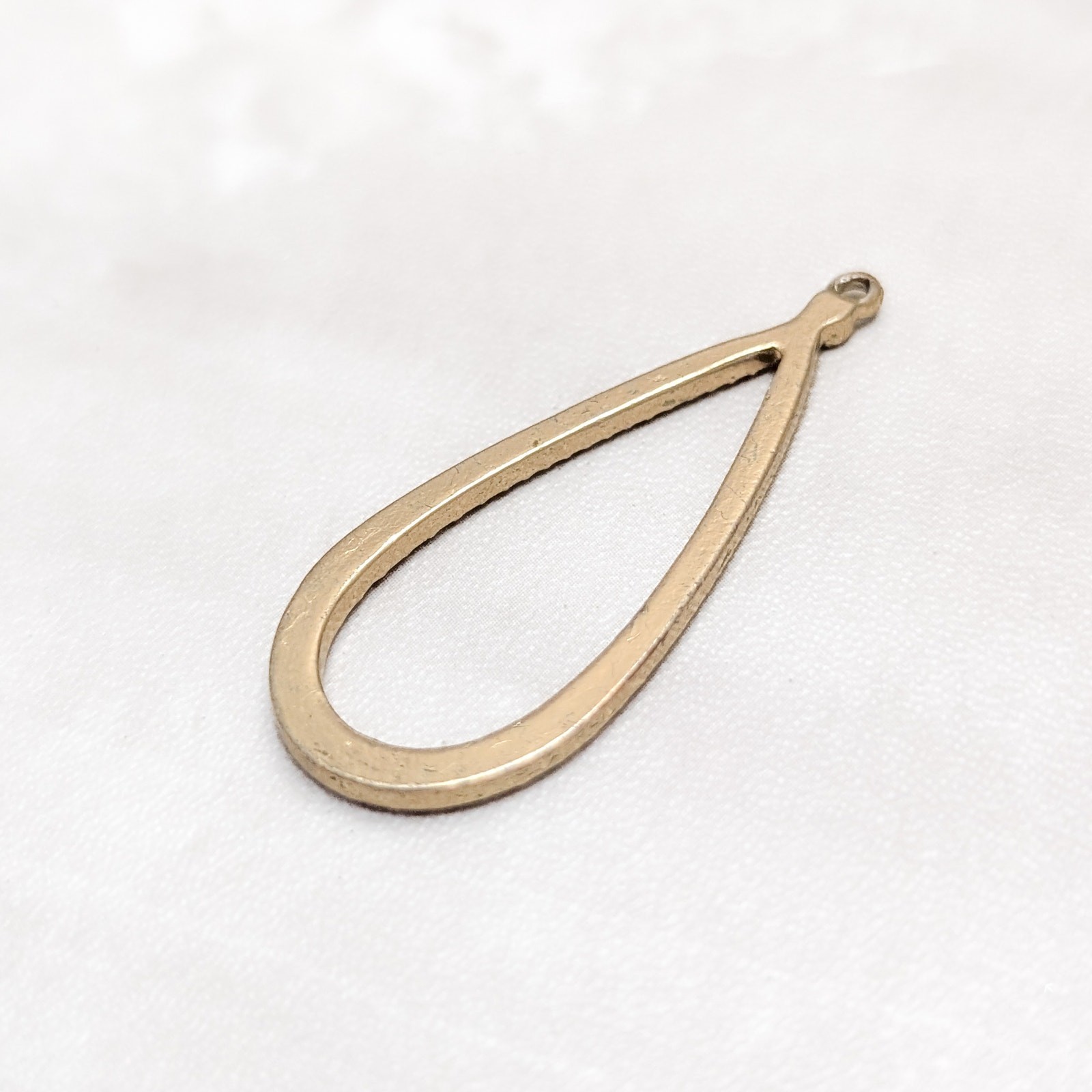 Vintage Pendant Gold Tone with Clear Gems Elongated Shape – No Chain Included