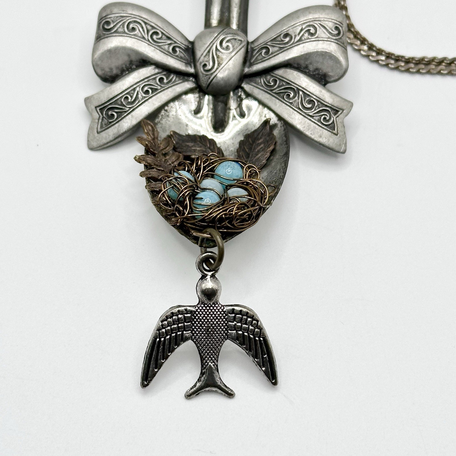 Artisan Vintage Spoon Pendant Necklace Decorative Southwestern Nature 24”
