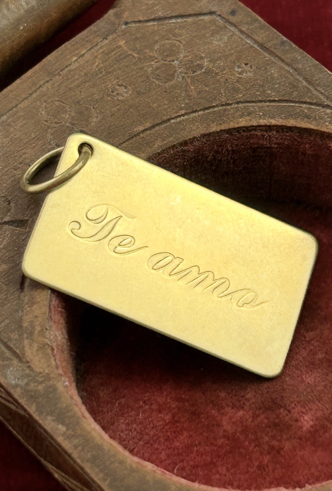 Vintage Charm I Love You Te Amo Necklace Pendant Brass Jewelry Gift For Women