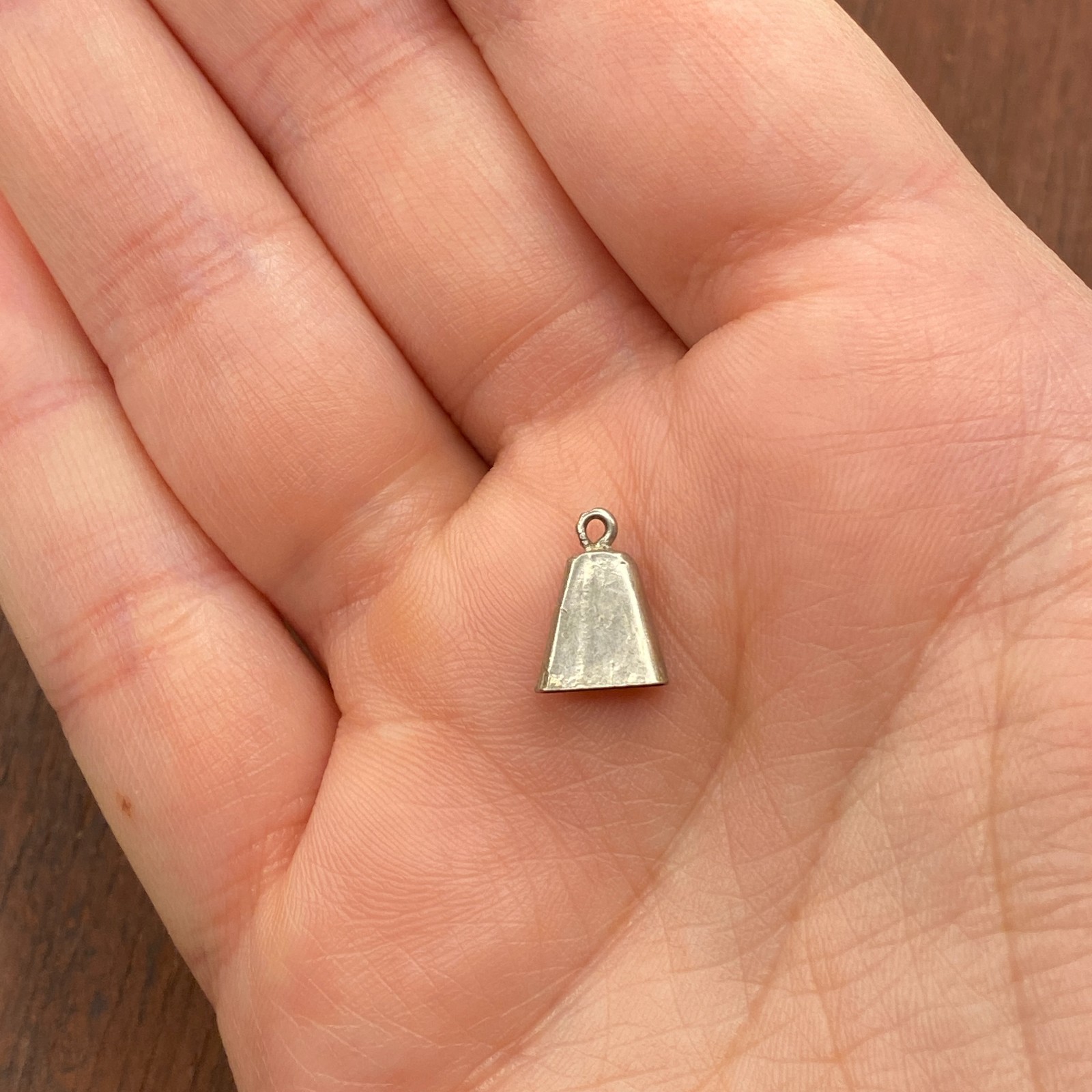 Vintage 925 Sterling Silver Cow Sheep Bell Tiny Small Simple Rings Pendant Charm