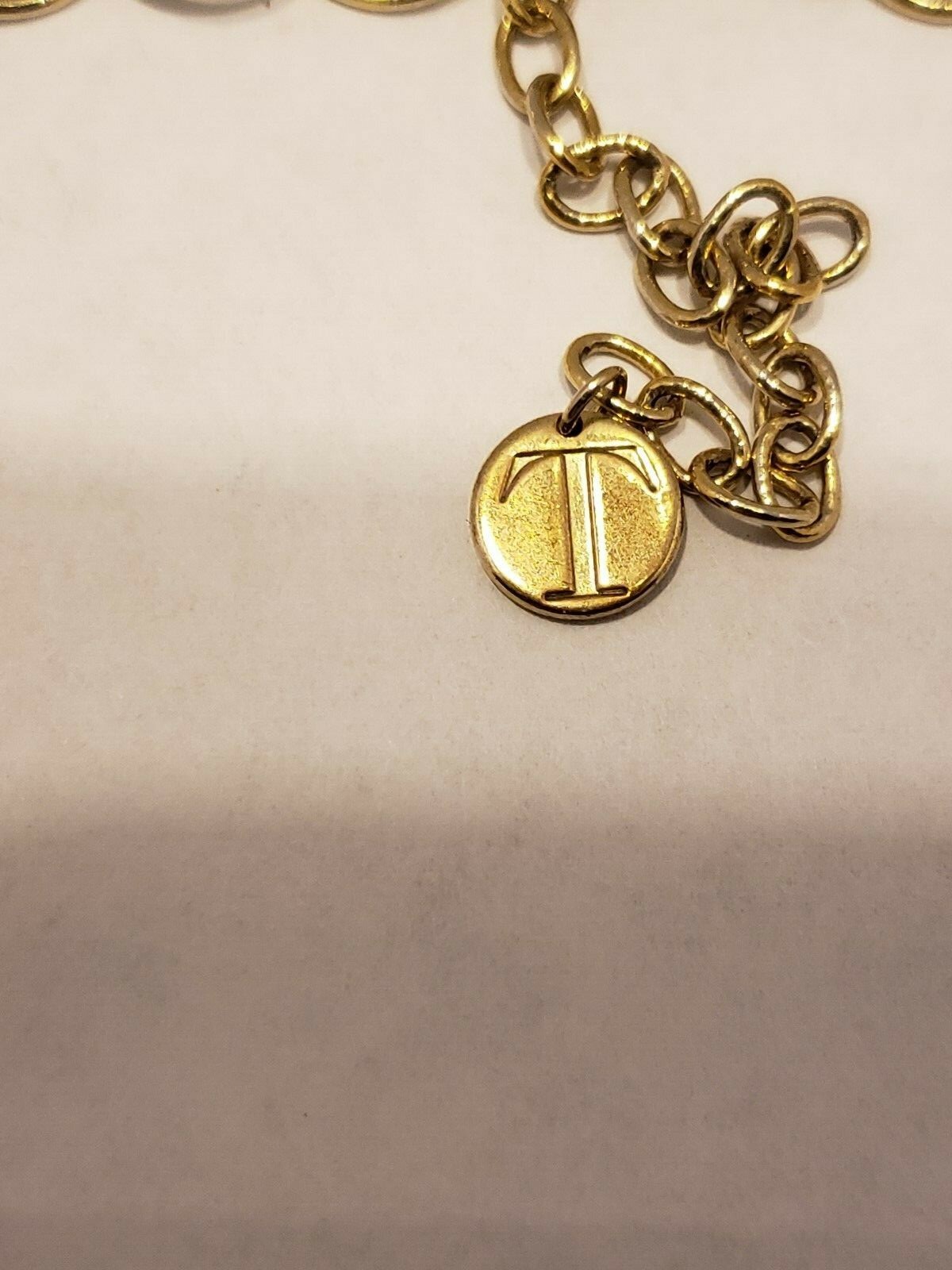 Talbots Statement Necklace Gold Tone Circle,Hoop Dangles 16″ 3″ extender