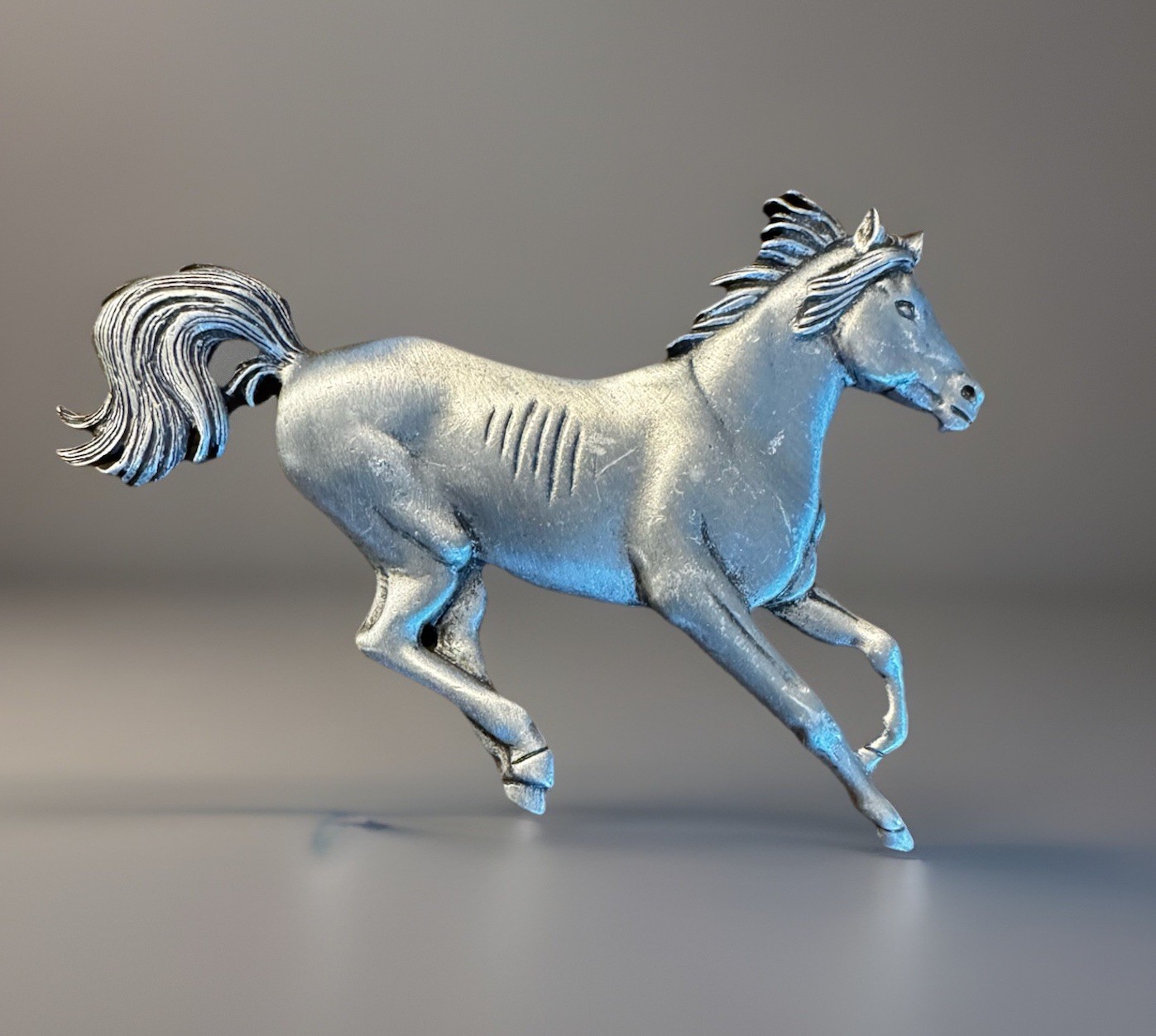 JJ Jonette Jewelry Silver Tone Running Horse Brooch Pin