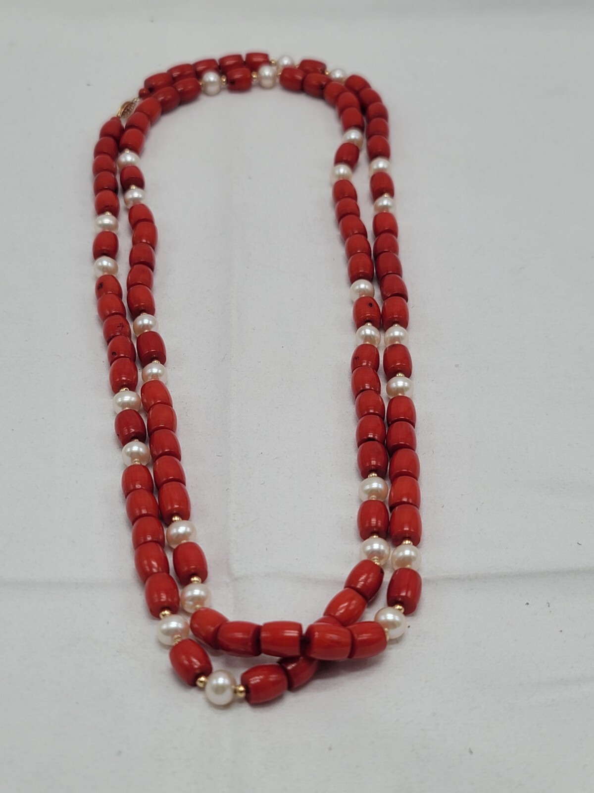 14K GSJ Necklace Pearl Red Coral Extra Long 49 Inches New In Box HSN JEWELRY