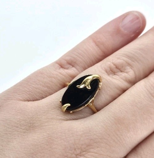 AVON Vintage 1978 “Night Flower” Ring Sz 9 Cocktail Ring Gold Tone