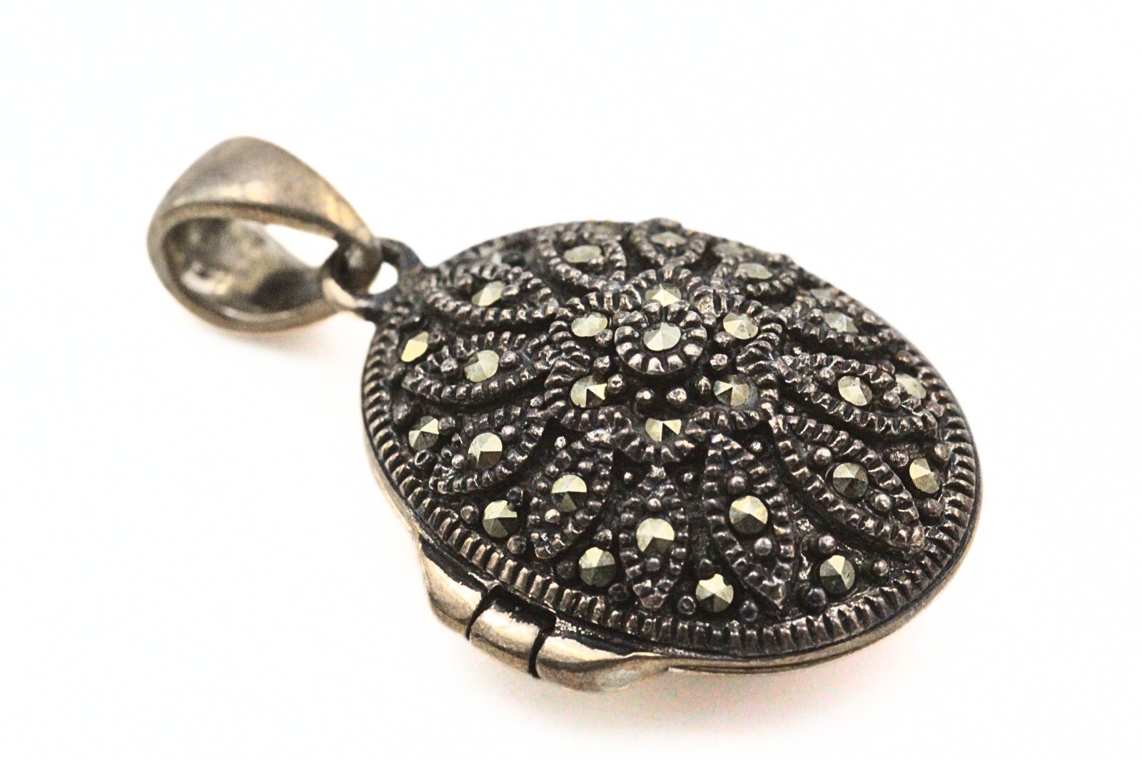 Stunning Sterling Slver Marcasites Locket Thailand Pendant