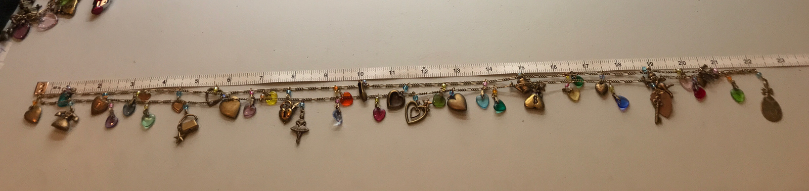 Vintage Glass Works Studio Glass & Brass Charms in Multi Colors Necklace 5