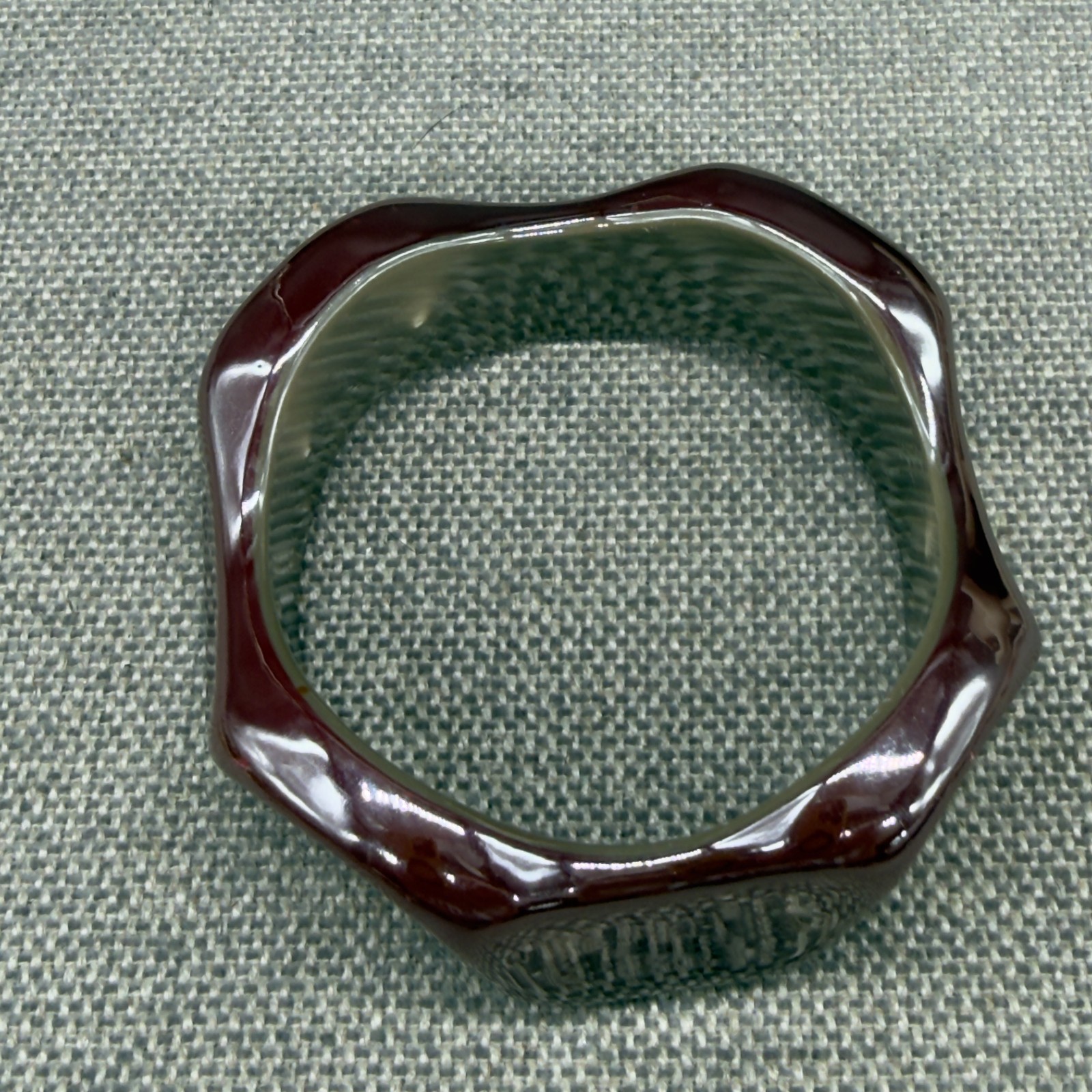 Vintage Acrylic Bracelet Iridescent Red Curved Bangle Size 7.5 Inches Mod Funky