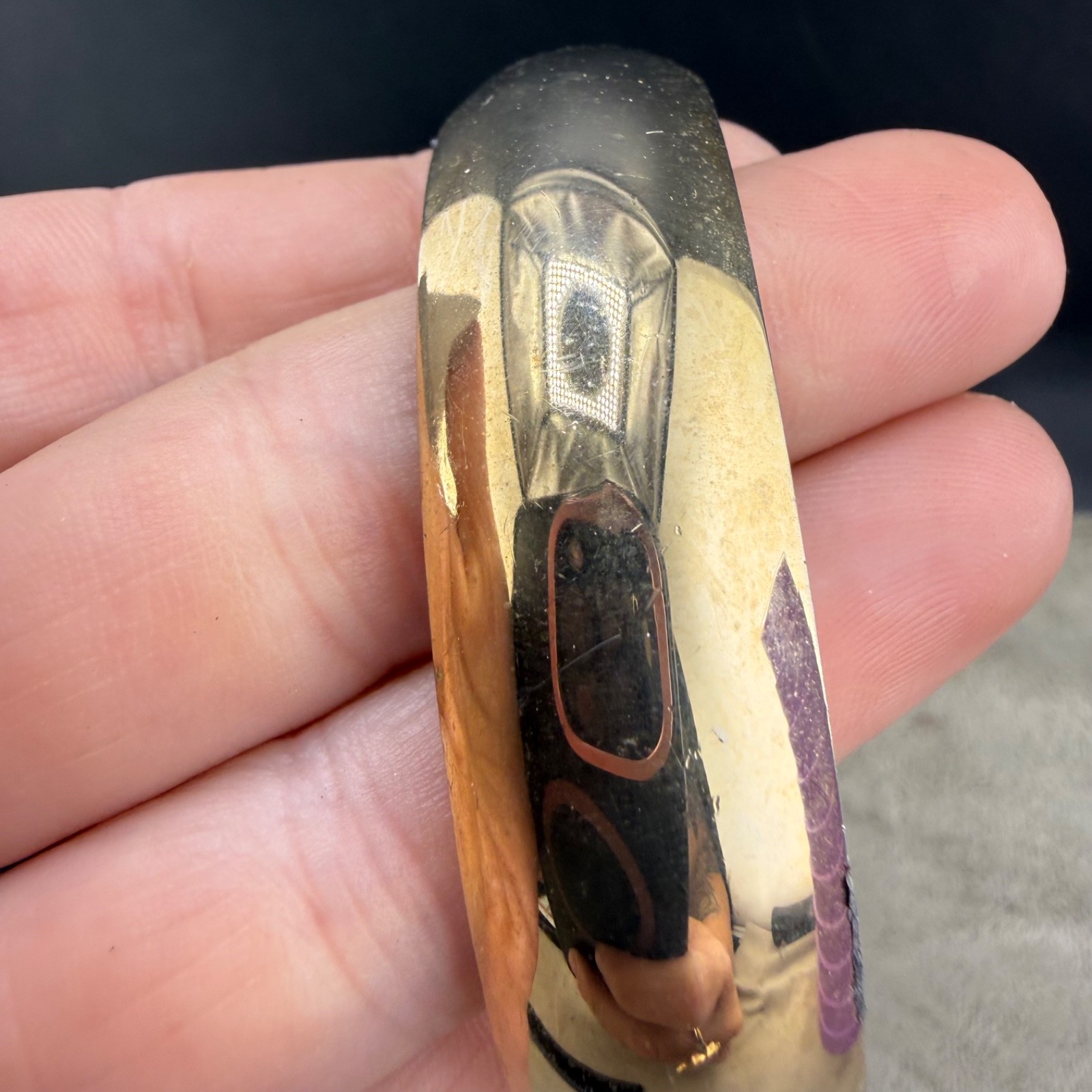 Vintage Hinged Bangle Bracelet Gold Tone 7.5”