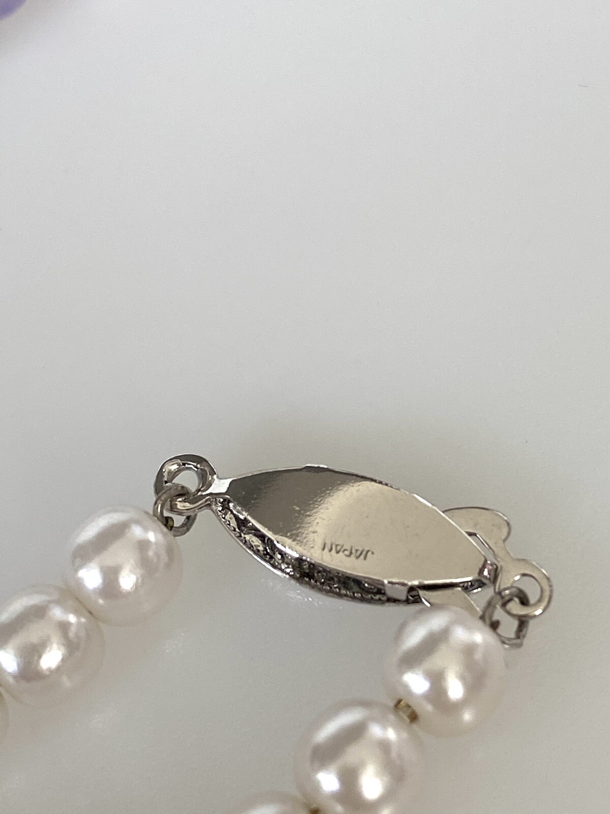 Japan Necklace Faux Pearls Fish Hook Clasp 16” Vintage Classic Elegant Jewelry