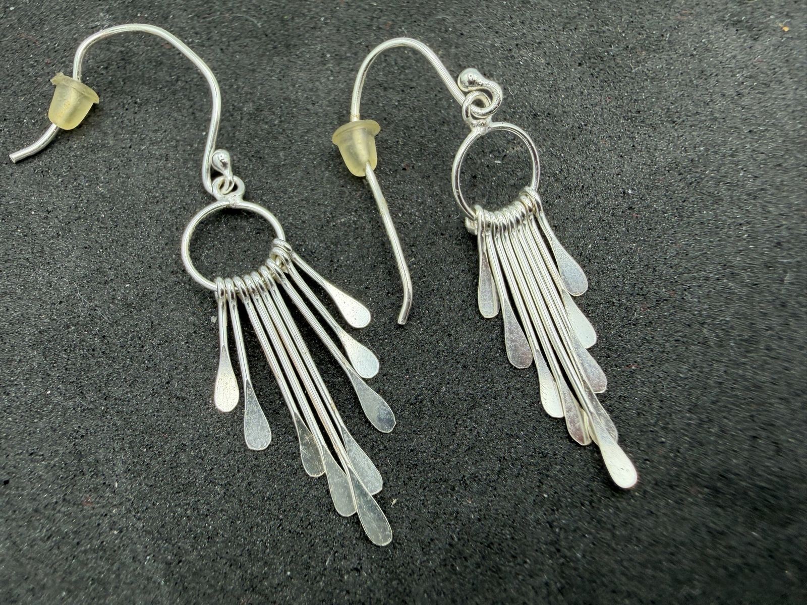 1.45g Vintage Sterling Silver 925 Dangle Drop Fringe Earrings Lightweight M