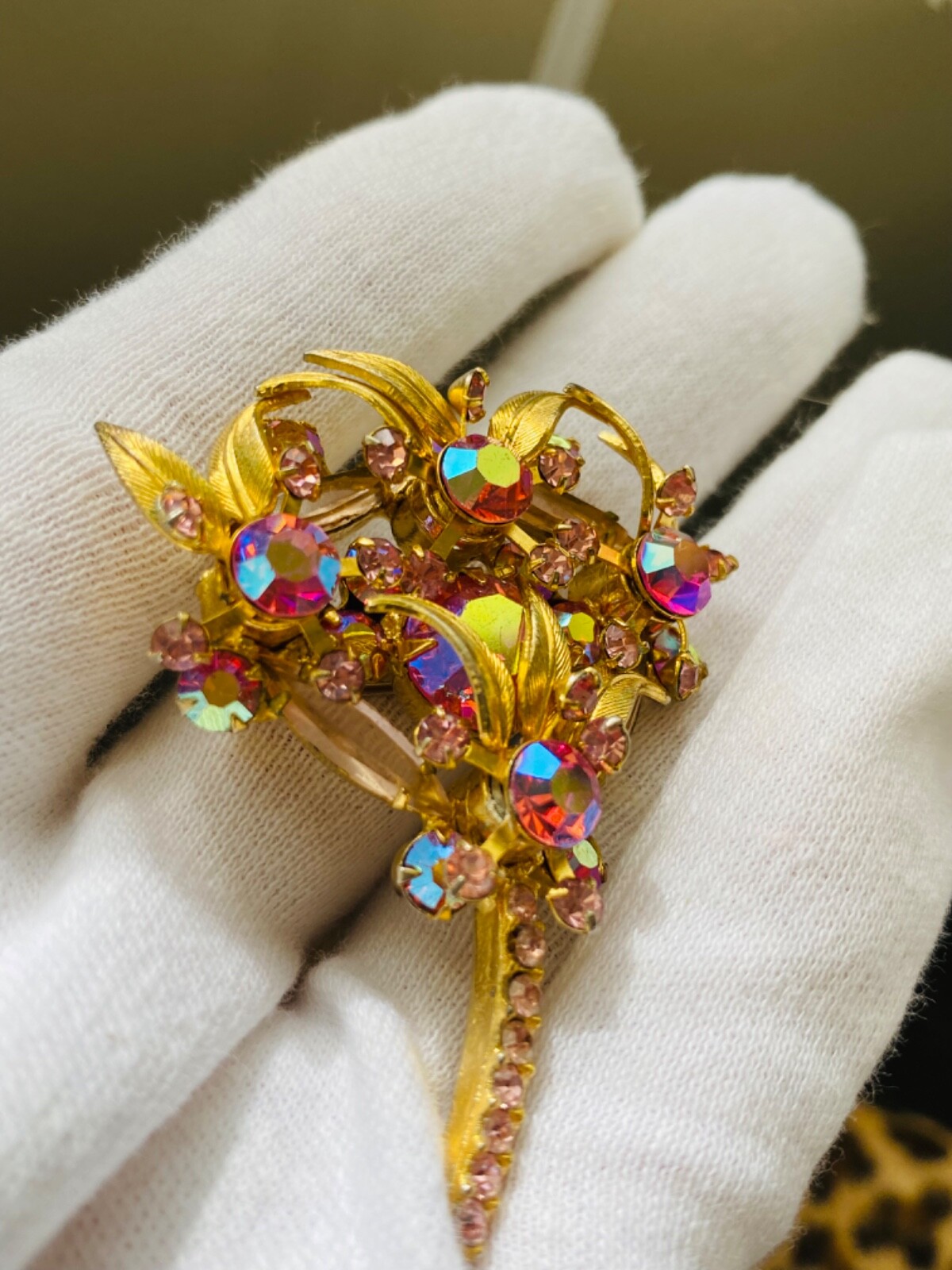 Vintage Juliana D&E Brooch Reference Book Piece 1964 60s MCM Pink Floral Spray