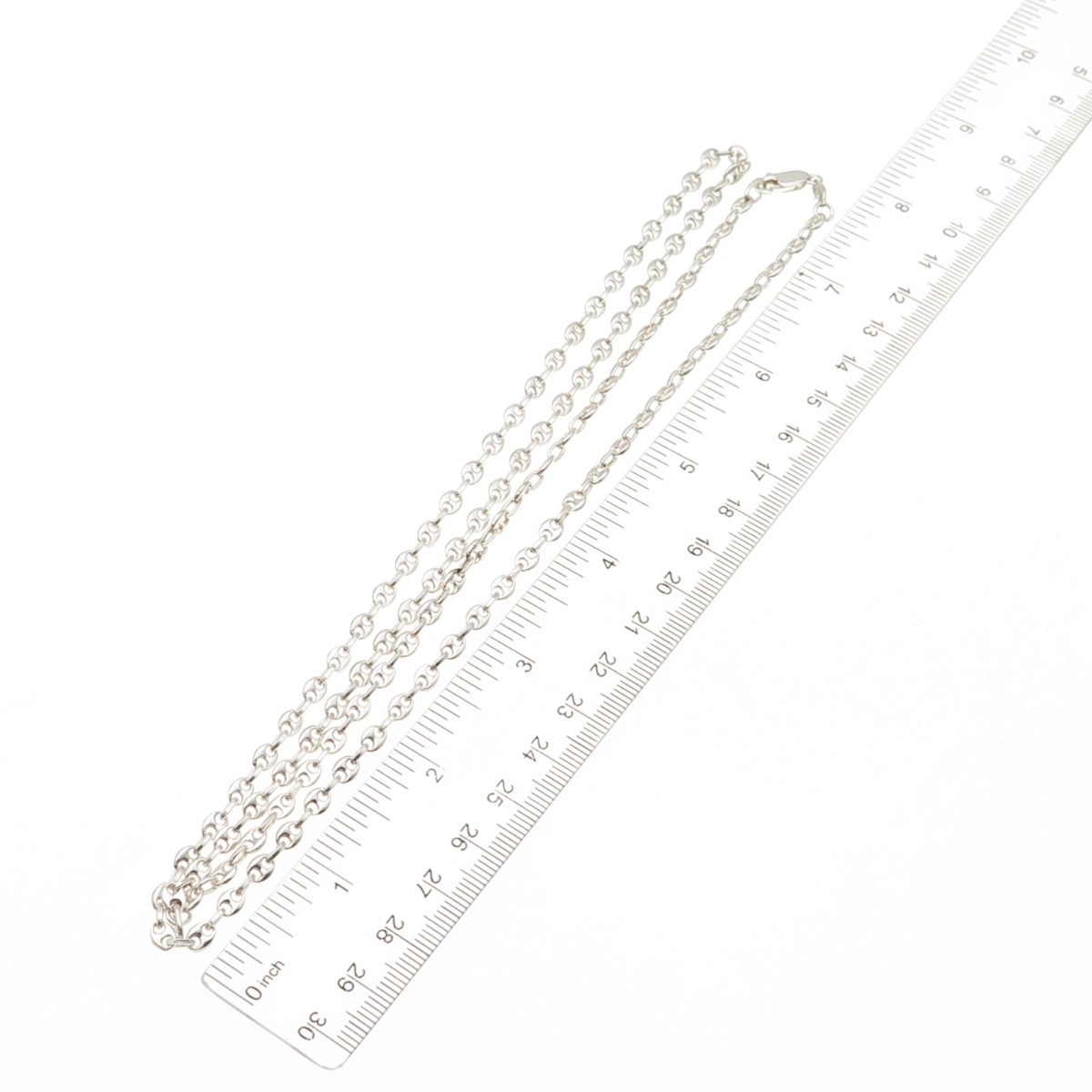 925 Sterling Silver Vintage Italy Anchor Mariner Chain Necklace 32″