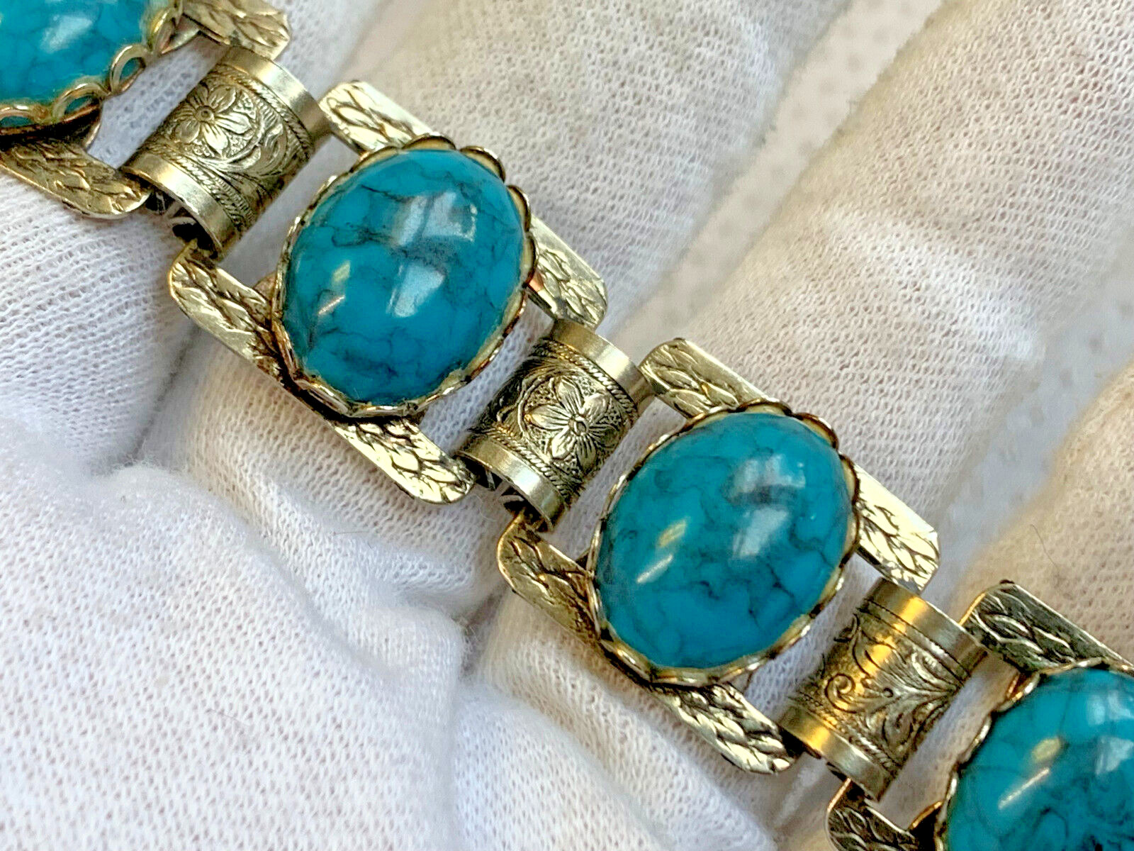 Vtg Bracelet Lot Coro Monet Sarah Coventry Avon Turquoise Look Natural Stone