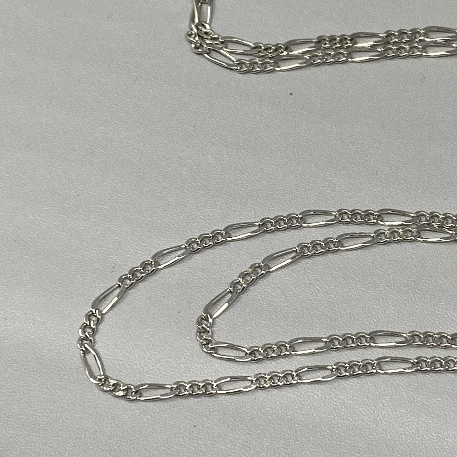 Monet Chain Necklace Figaro Links Silver Tone Long Sister Clasp Signed Retro 30″