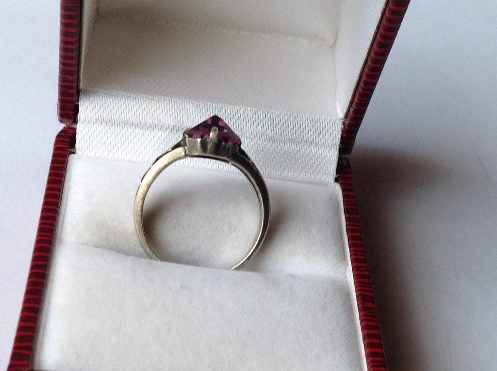 Vintage USSR 875 Silver Ring with Stone, Unique Russian Design – Women Jewelry
