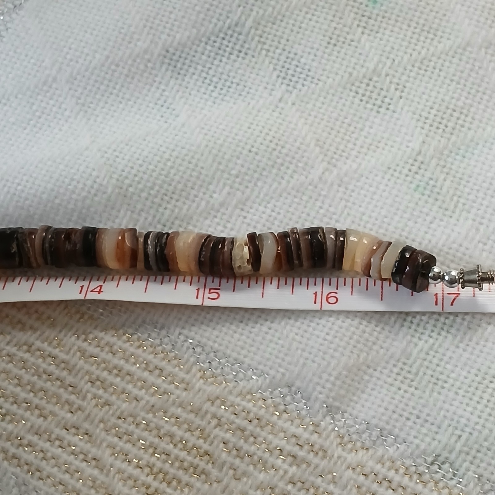 Brown White Heshi Shell Necklace Vintage