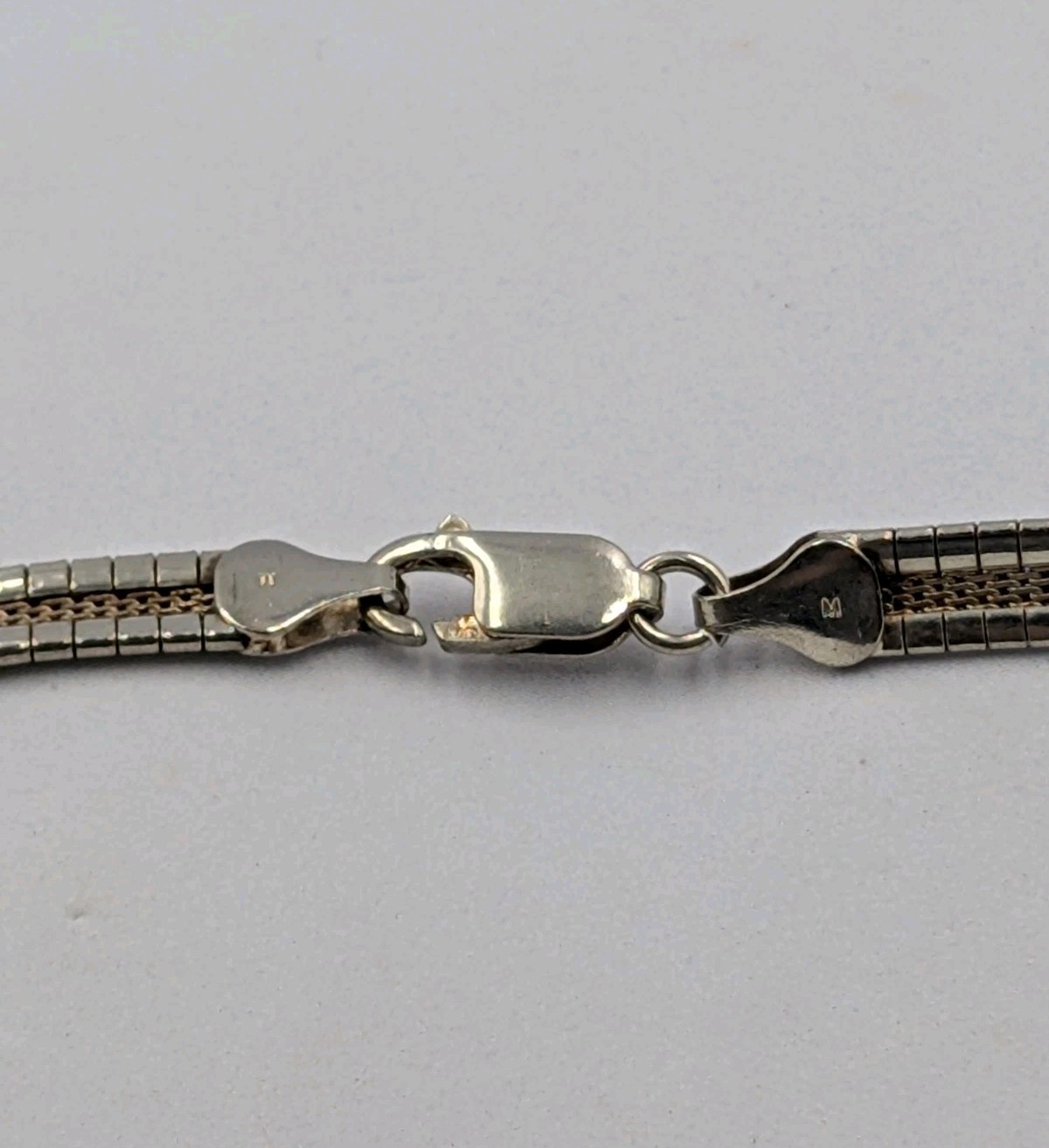 By M Vtg Sterling Silver 6mm Flat Omega Italian Chain 925 17.5″ Necklace – 26.4g