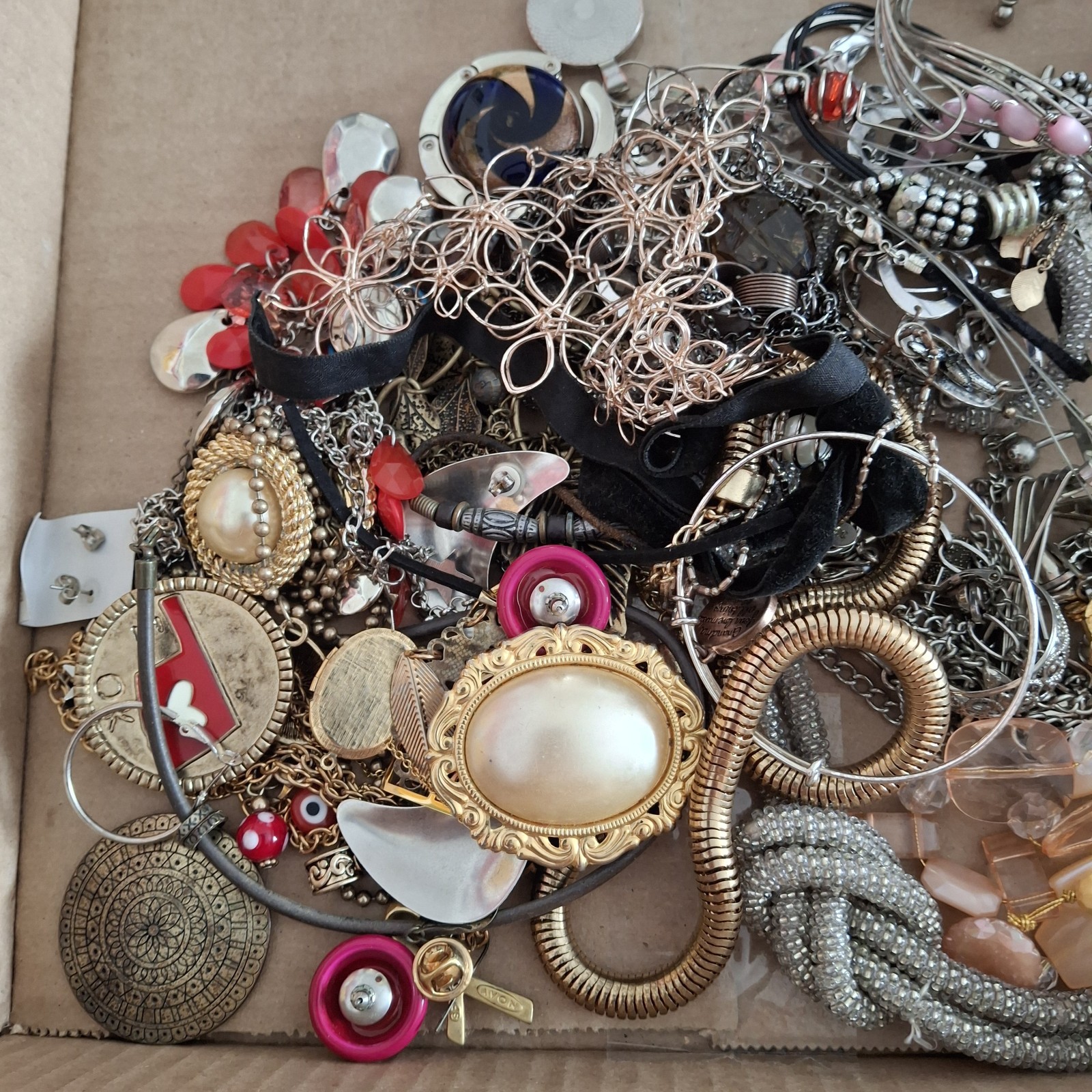 1+ Pound Vintage to Modern Jewelry Lot Wearables Necklaces Earrings Mixed