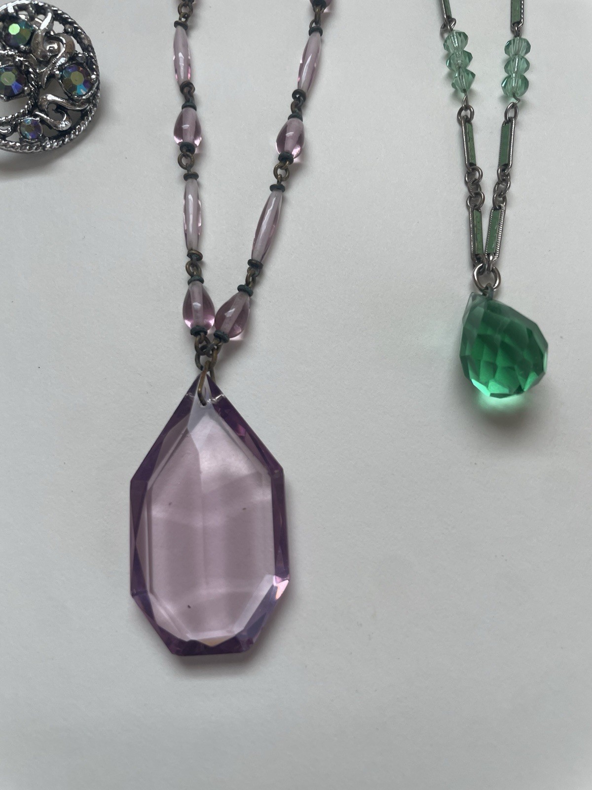 Art Deco Vintage Cameo Amethyst Jewlrey Lot Glass Beaded Necklace Ring Brooch
