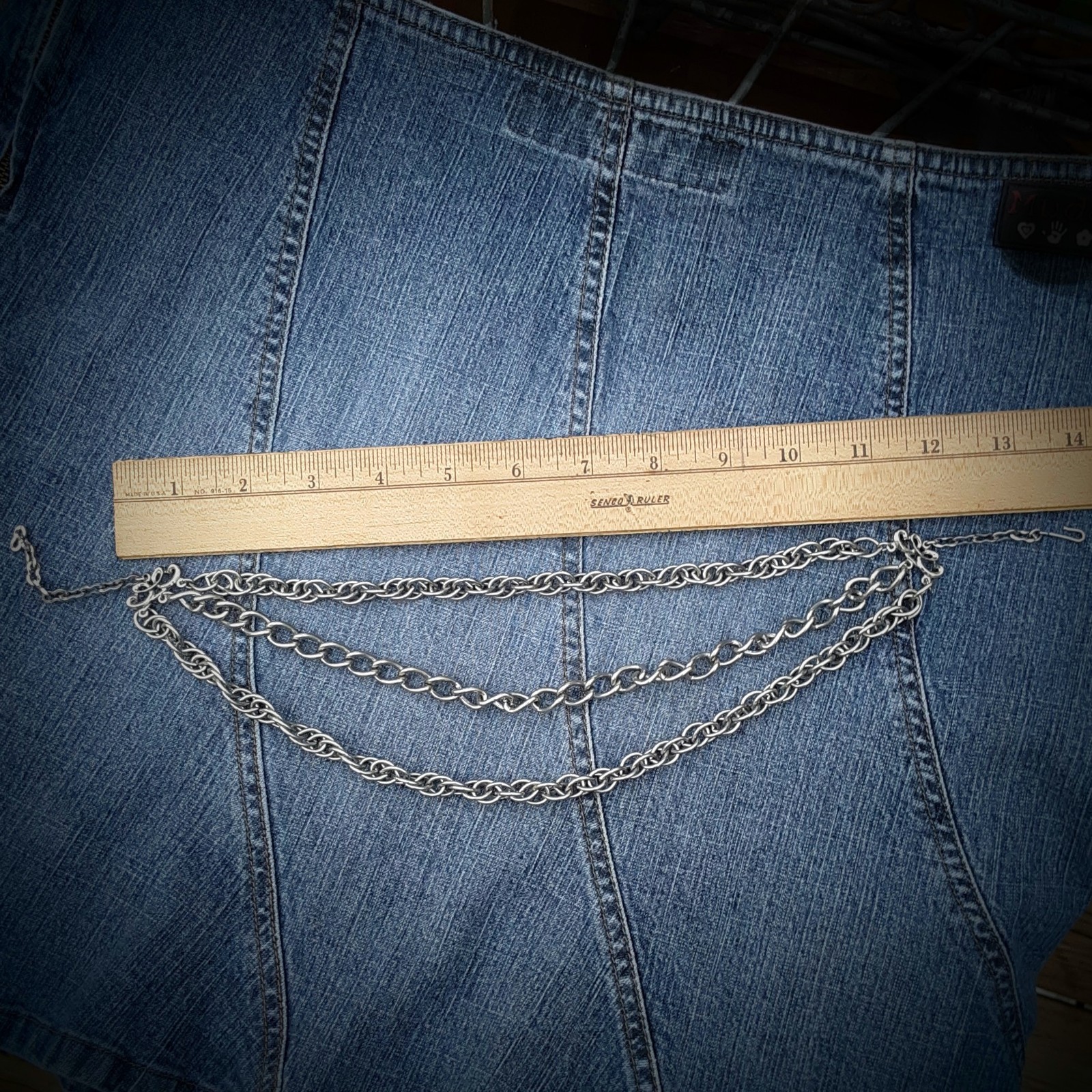 Vtg 90s THREE CHAIN Heavy metal CHOKER Necklace goth Rock punk biker Silver tone