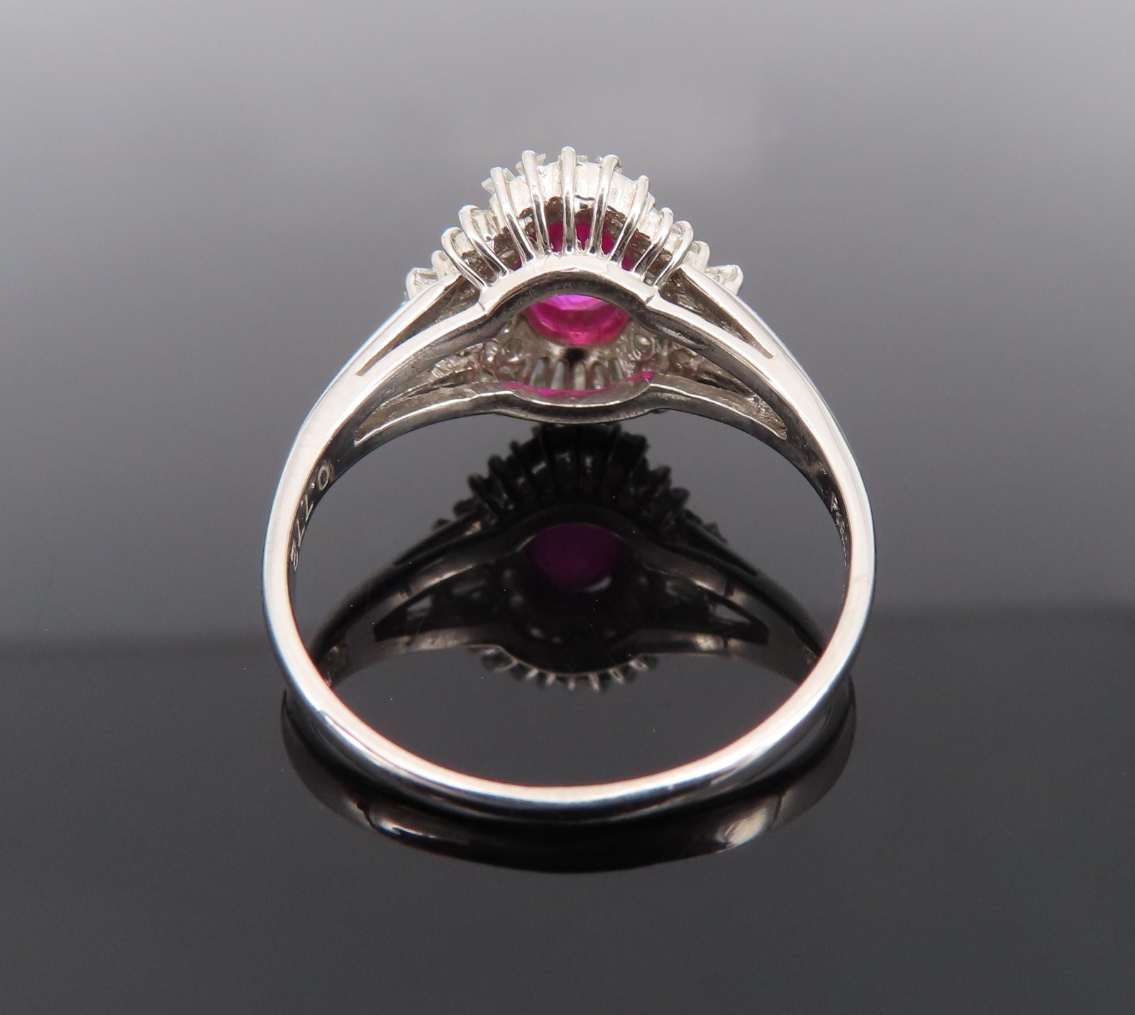 Fine 0.77ct Intense Red Ruby & 0.35ct Diamond Platinum Cocktail Ring Size 6.75