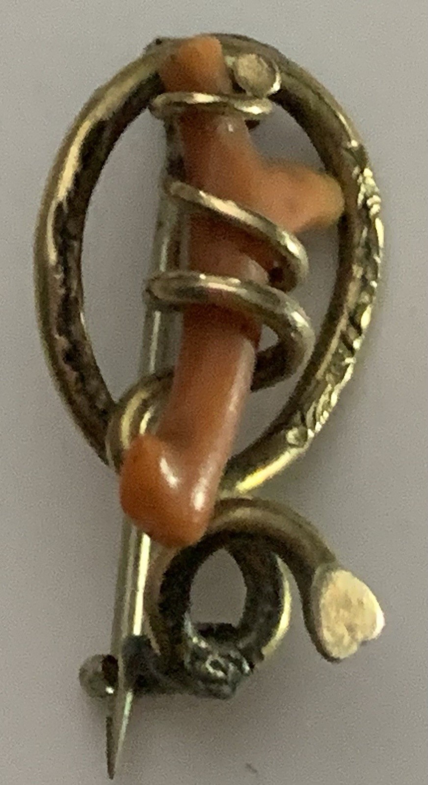 ANTIQUE VICTORIAN GOLD FILLED CORAL BROOCH BAR PIN UNMARKED