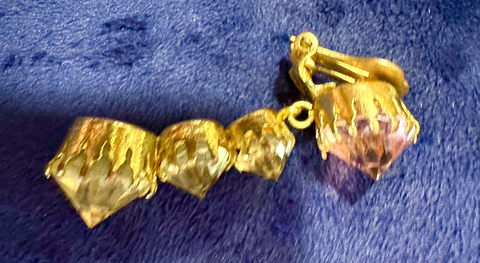 Vintage Schreiner Muted Pink & Yellow Drop Teired Clip Earrings