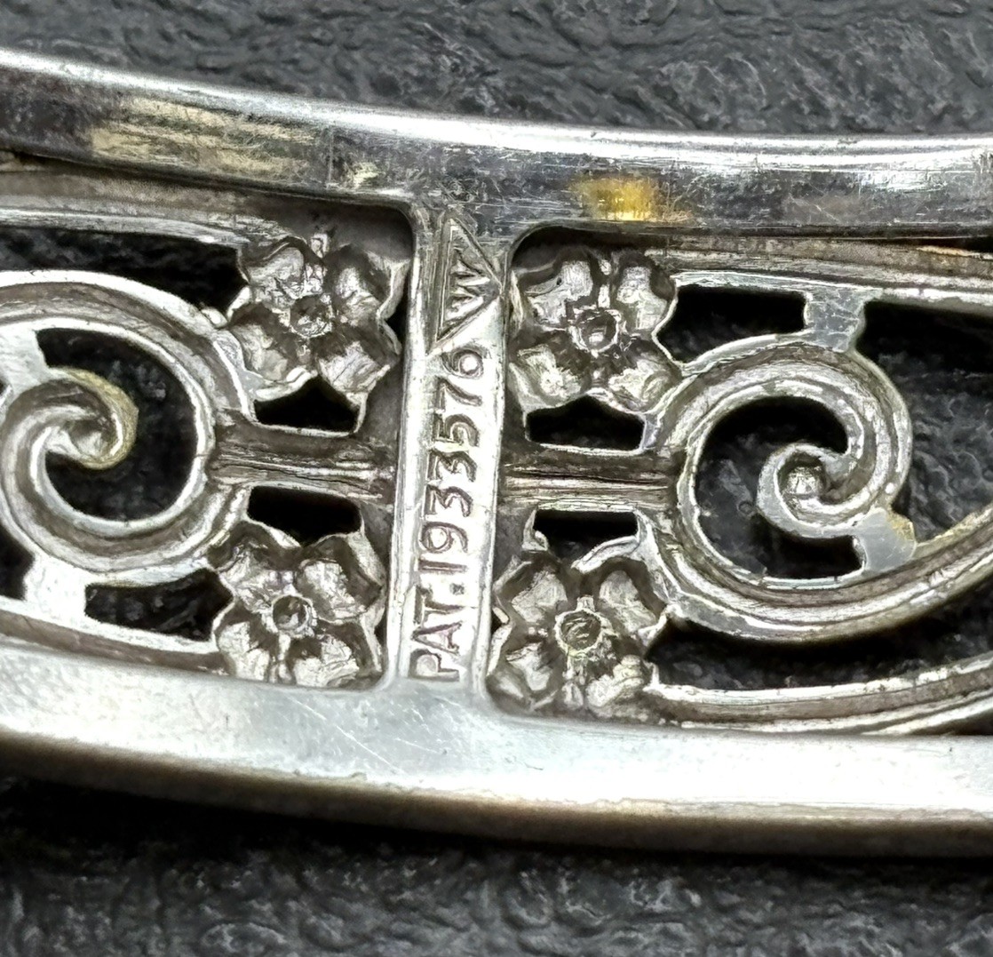VTG Art Deco Hinge Clasp Bangle Bracelet Faux Citrine White Mfg Co Providence RI