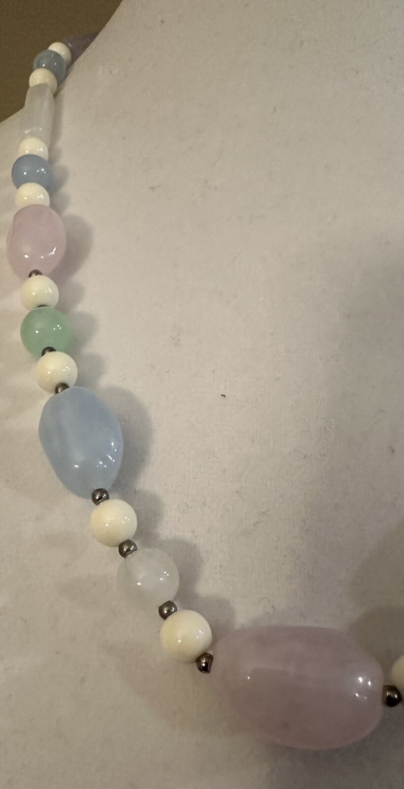 Vintage Pastel Lucite Pastel Beaded Necklace, Spring, Easter Colors, 24”