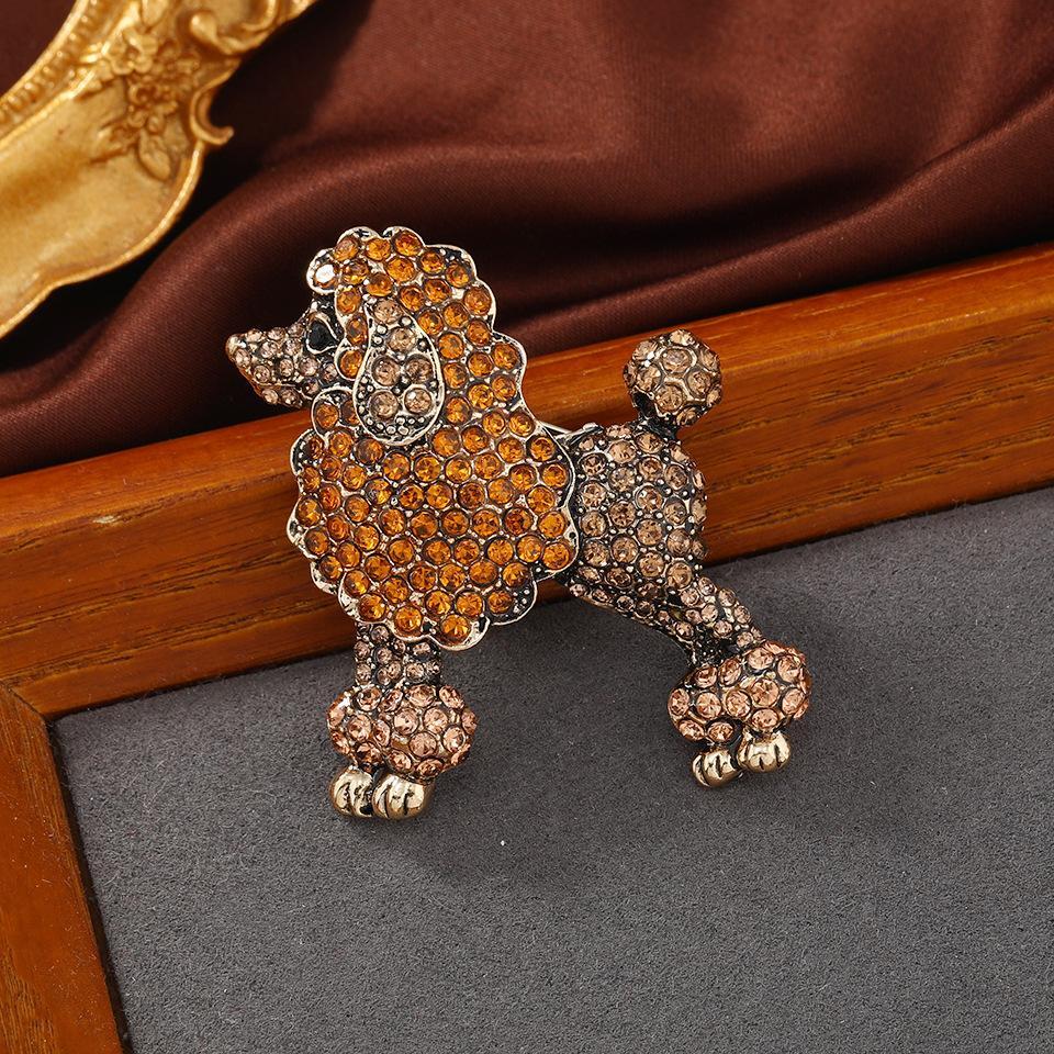 2-color Sparkling Rhinestone Poodle Dog Brooches Women Animal Party Brooch Pins