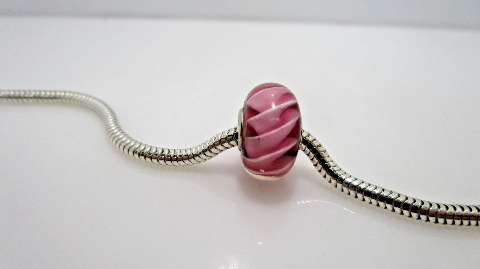 IBB Murano Glass Pink Swirl Charm Only for Bracelet