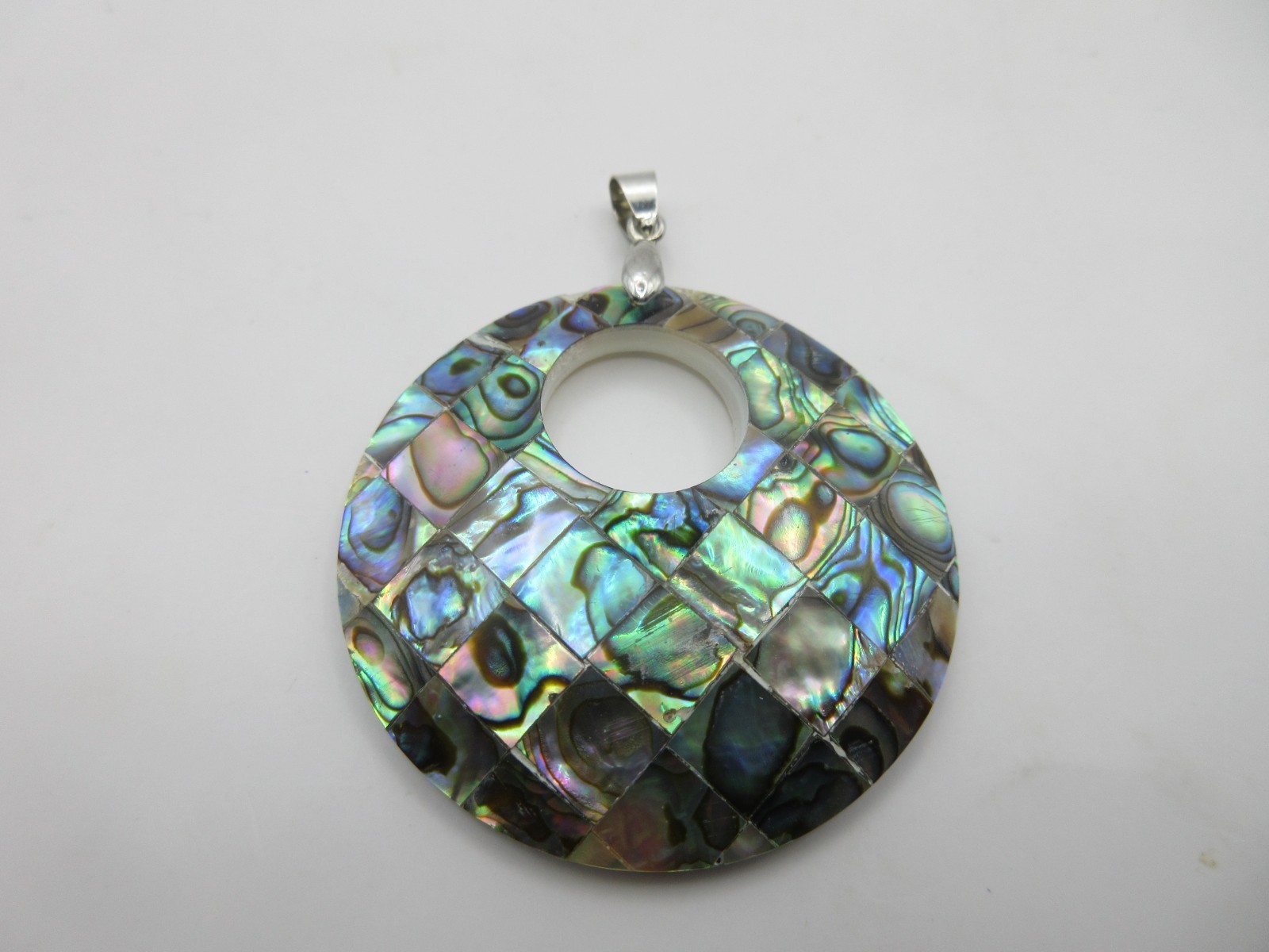 Lot of 2 Artisan Vintage Pendant Necklace MOP Mother of Pearl Abalone Sea Shell