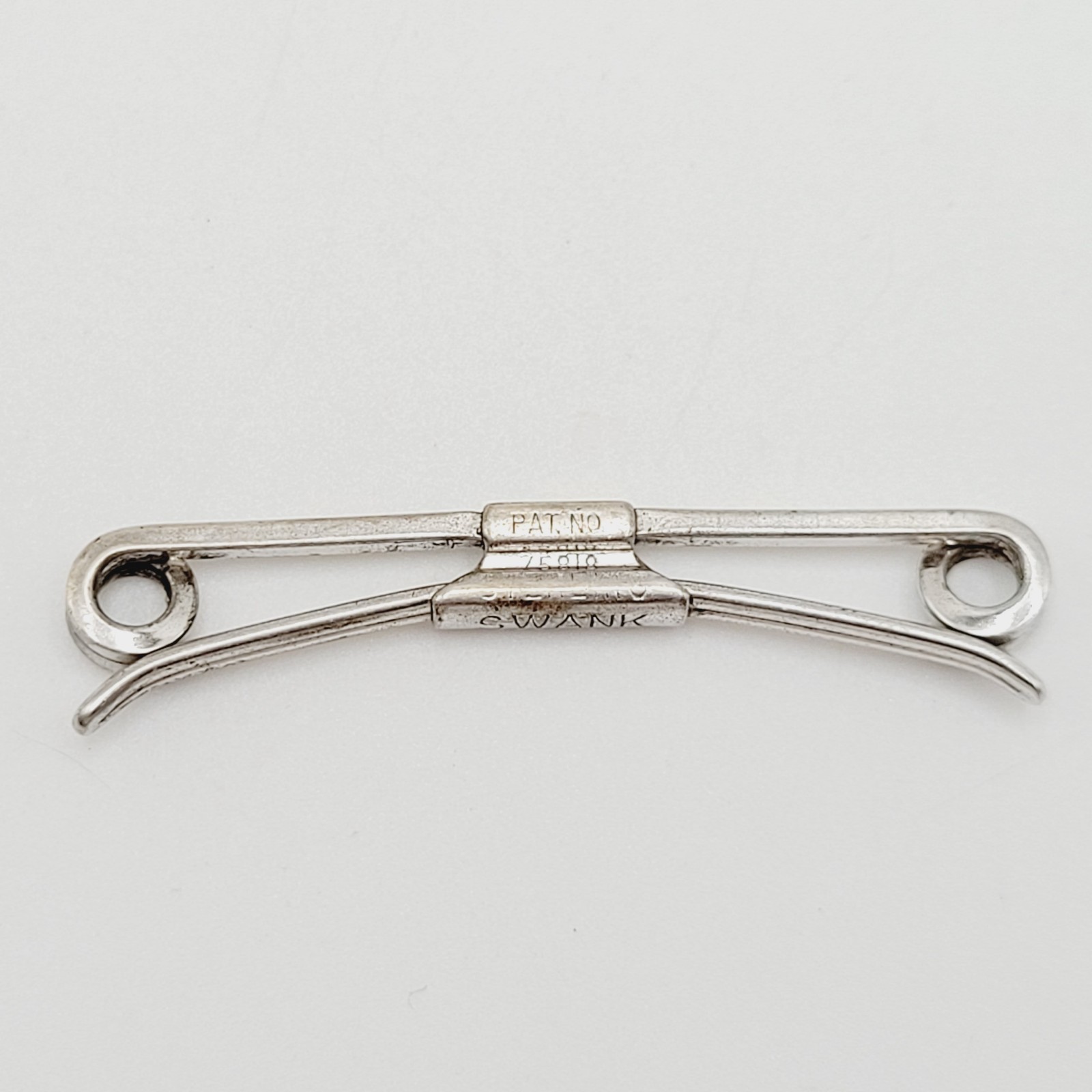 Swank 1930s Sterling Silver Collar Bar Stay Clip Patent 75818 Curved Flex Design