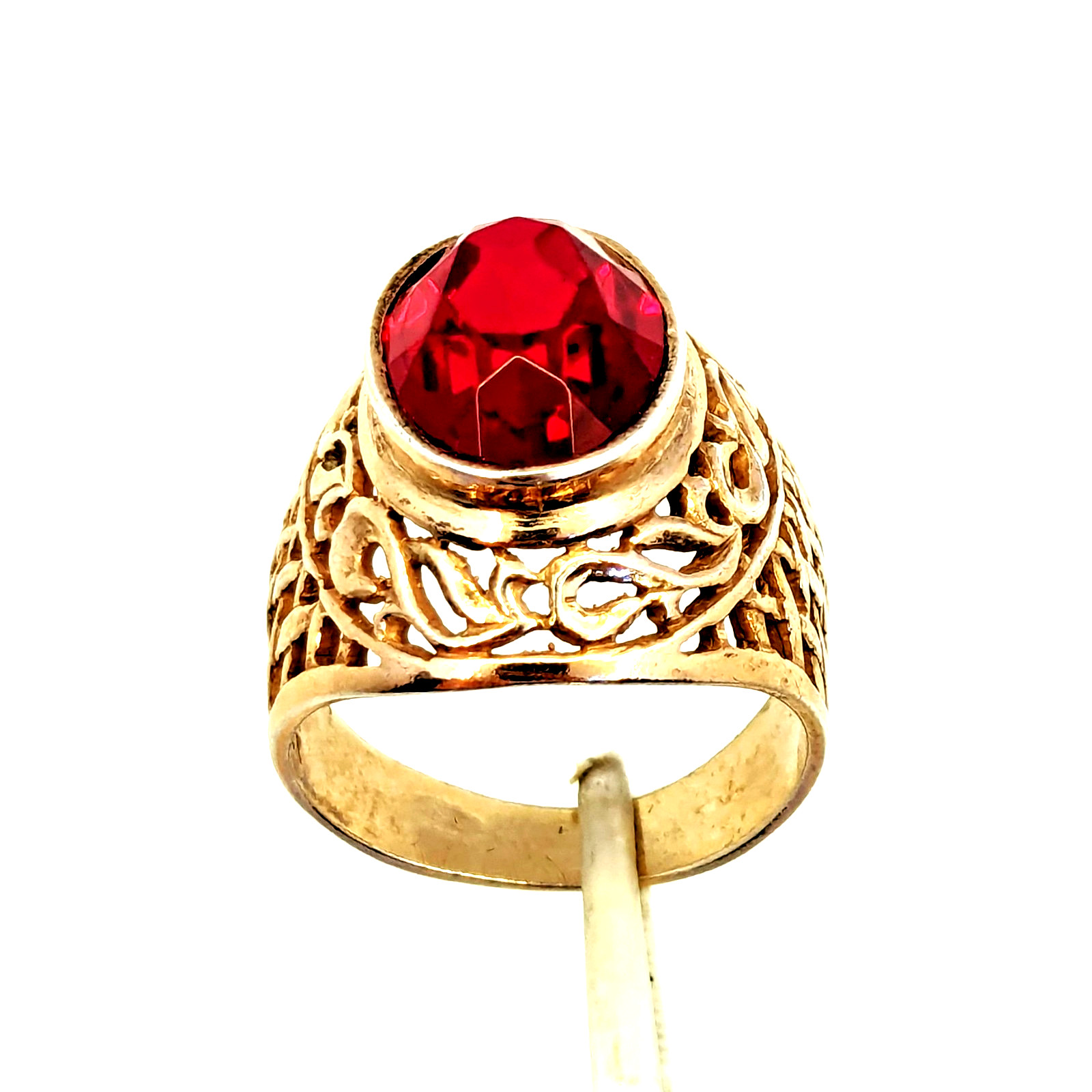 Vintage Soviet RING Silver⭐875 stamp Star USSR with Large Ruby -8US (18.5mm)| #8