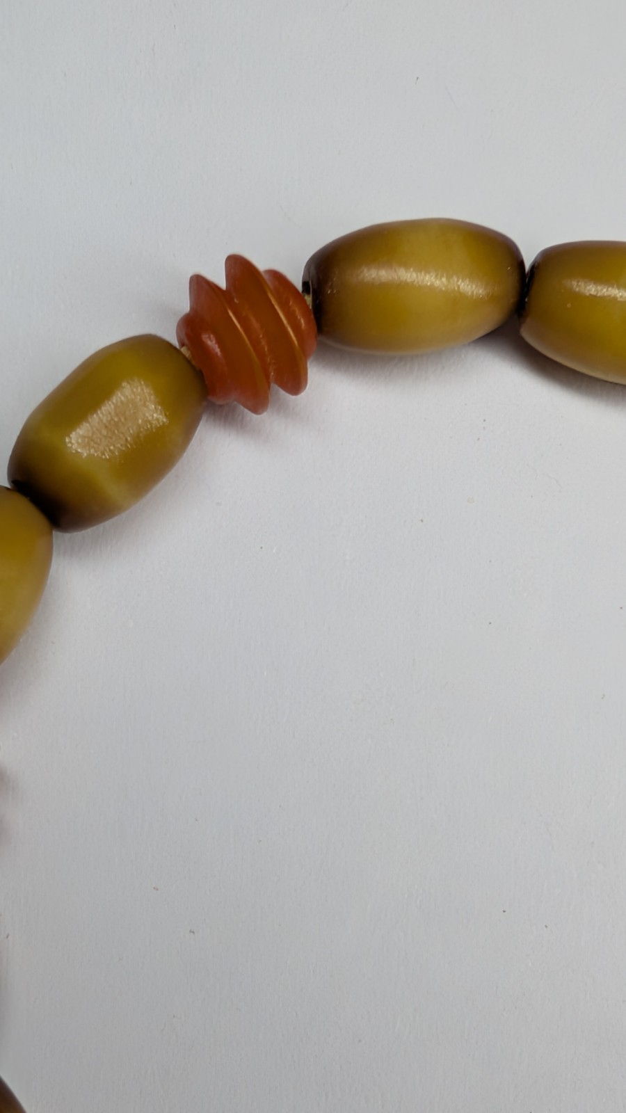 Antique Art Deco intricately carved celluloid bead necklace in Fall colors