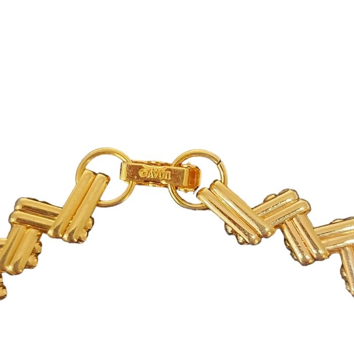 Vintage Zigzag Avon Necklace Gold Tone Elegant Classic Manhattan Daily