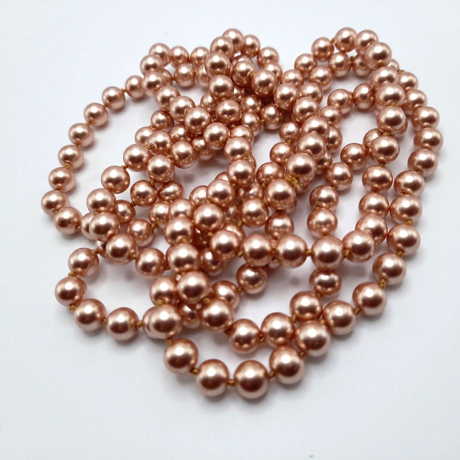 Vintage Faux Pearl Long Necklace, No Clasp, 58 Inches, Hand-knotted