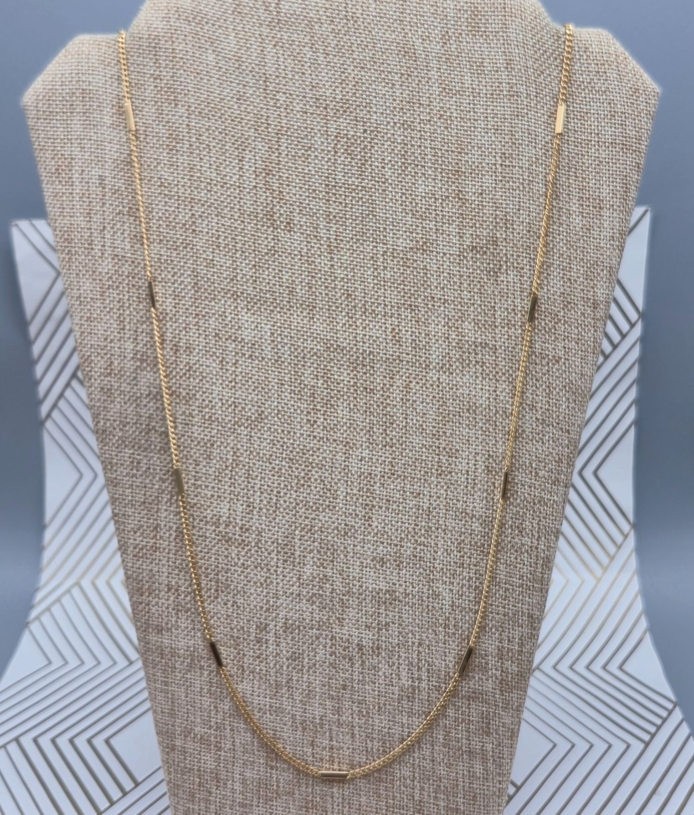 Vintage AVON Long Chain Bar Link Gold Tone Layering 32″ Necklace Minimalist